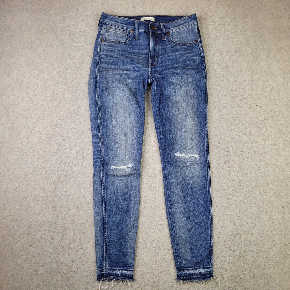 Madewell 9" High Rise Skinny Jeans Womens 27 Blue Stretch Denim 28x29 Distress
